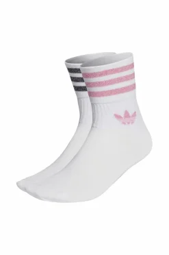 adidas Originals Strømper Mid-cut Glitter Crew Socks 2-pak White/Blipnk/Black New