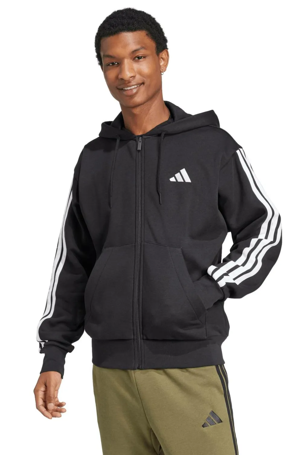 adidas Sport Performance Hættetrøje M 3S FL FZ HD Black/white Hot