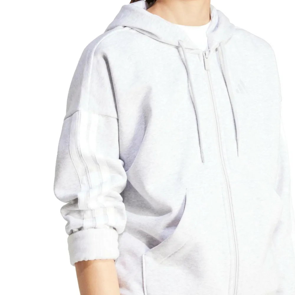 adidas Sport Performance Sweatshirts & Hoodies>Hættetrøje W 3S FL FZ HD Lgreyh/white