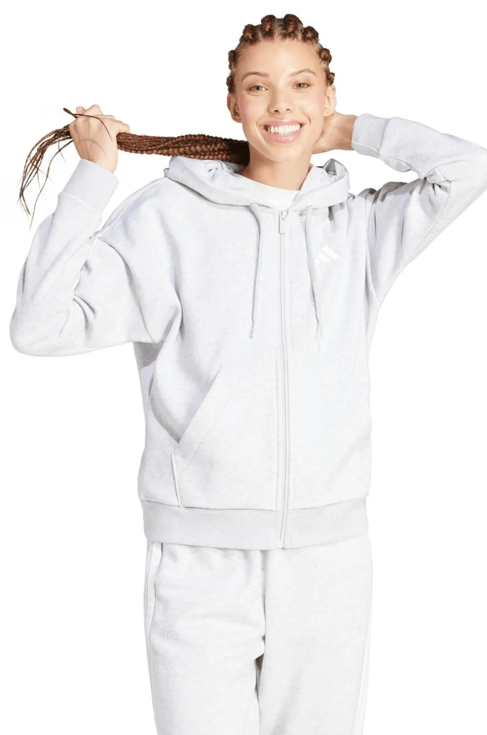adidas Sport Performance Sweatshirts & Hoodies>Hættetrøje W 3S FL FZ HD Lgreyh/white