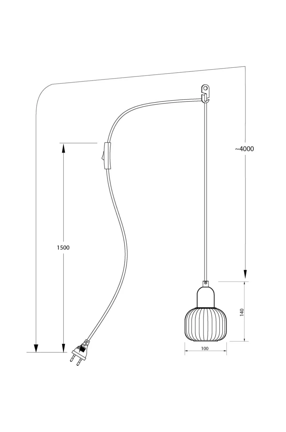 Aneta Lighting Pendel ELIN Sort/røggrå Clearance