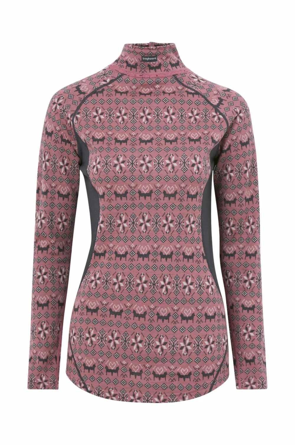 Bagheera Skiundertøj|Skiundertøj>Langærmet undertrøje Merino Dalecarlian Top Polo III W Pink/dark grey