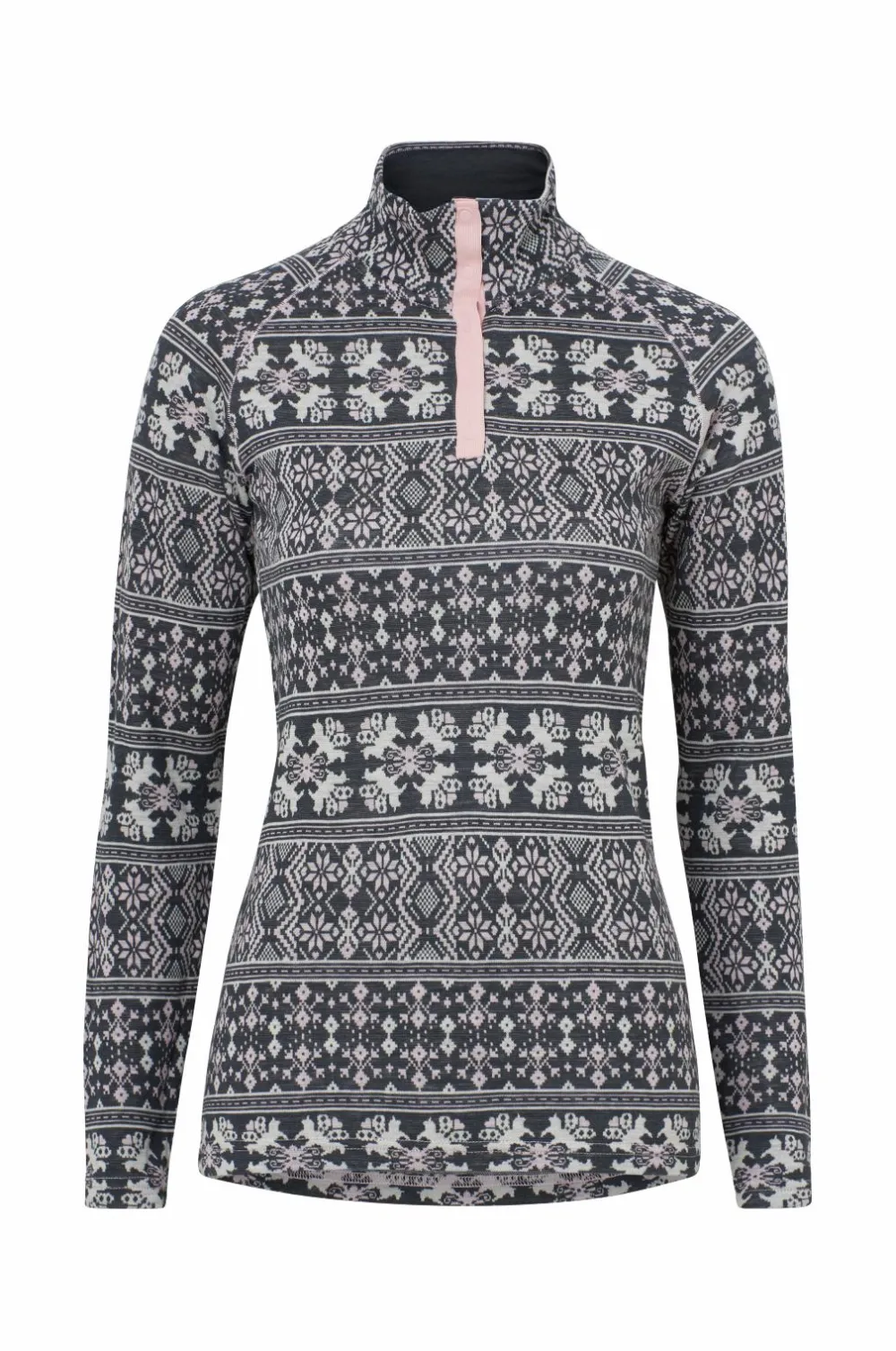 Bagheera Skiundertøj|Skiundertøj>Underställströja Merino Dalecarlian Top Polo W Darkgrey/pink