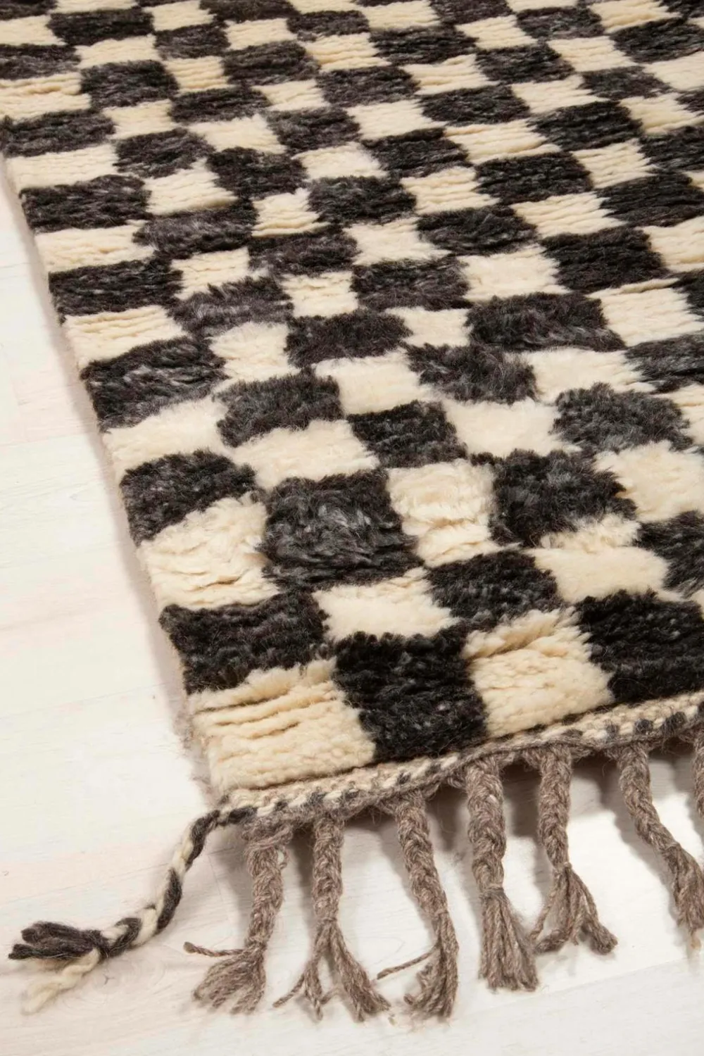 Bargi Uldtæpper>Uldtæppe Berber Chess 93x160 cm Brun