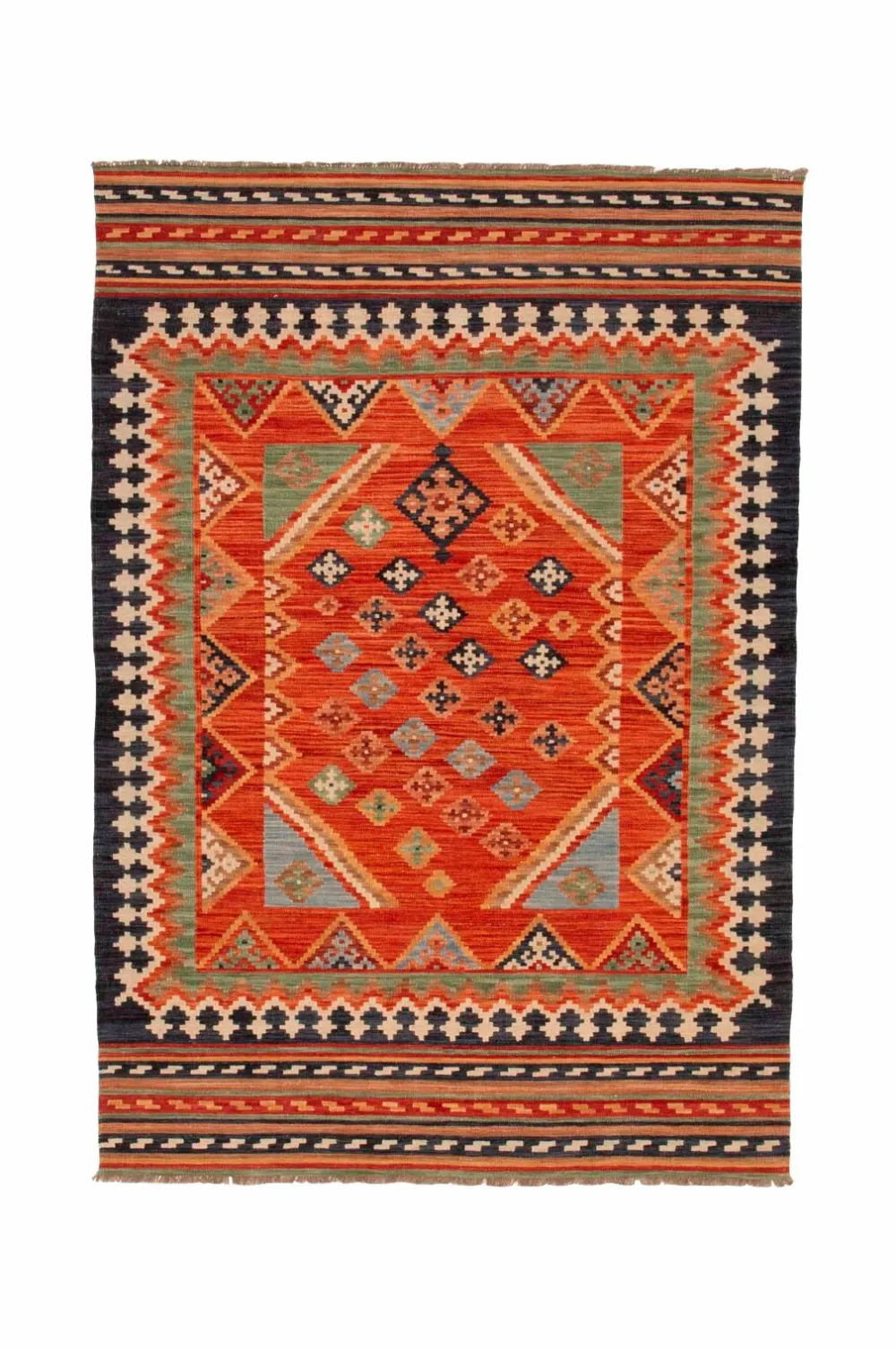 Bargi Uldtæpper|Fladvævede Tæpper>Woolcarpet Kilim Multi 205x300 cm Rød