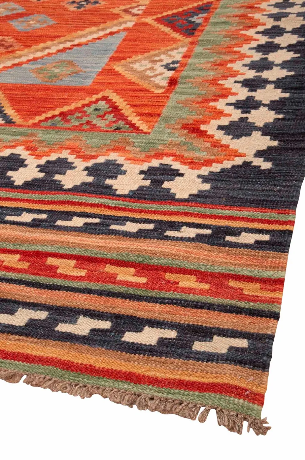 Bargi Uldtæpper|Fladvævede Tæpper>Woolcarpet Kilim Multi 205x300 cm Rød