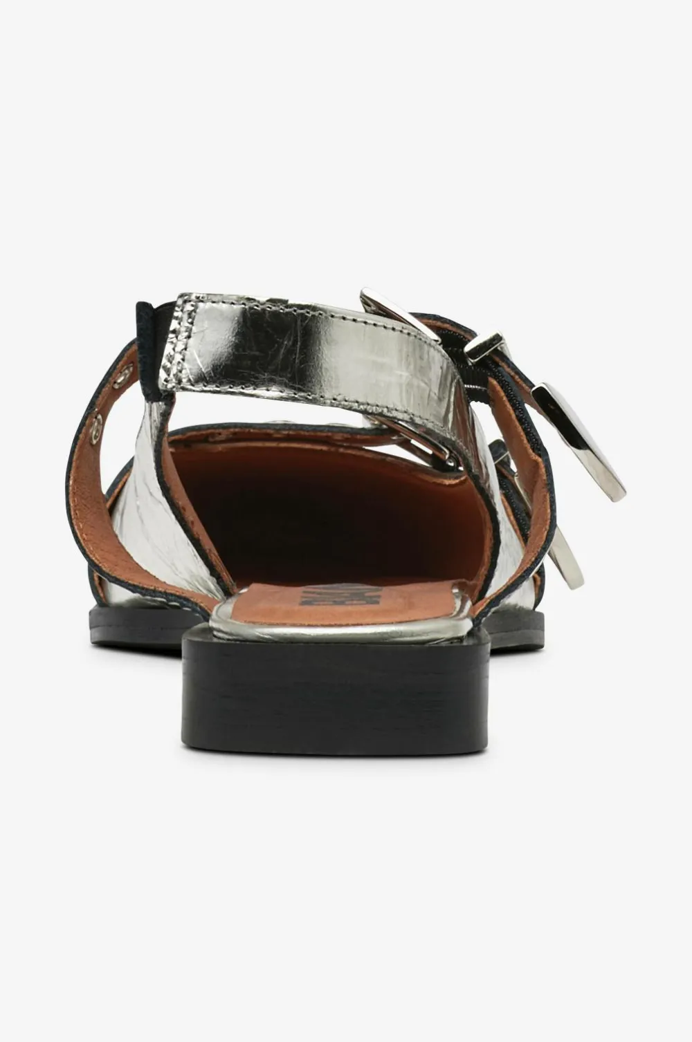 Bianco Sandaler & Sandaler Med Hæl>Slingback biaVictoria Buckle Tumbled Metallic Leather Sølvfarvet