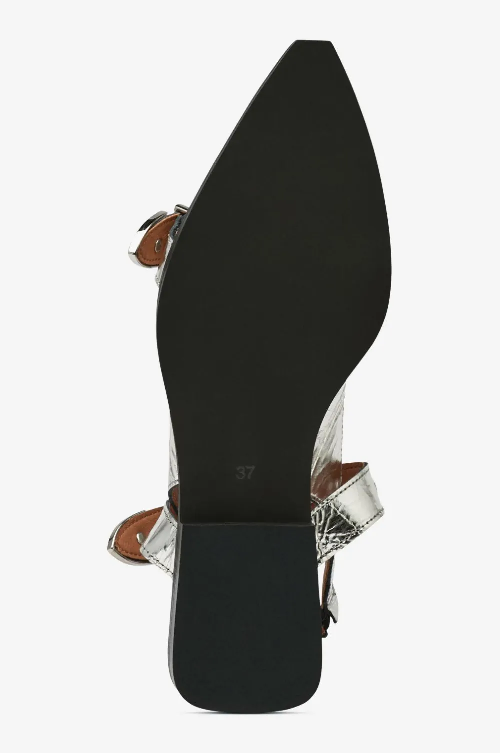 Bianco Sandaler & Sandaler Med Hæl>Slingback biaVictoria Buckle Tumbled Metallic Leather Sølvfarvet