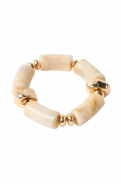 BOW19 Details Smykker>Armbånd Luna Bead Beige Melange W Goldcelet