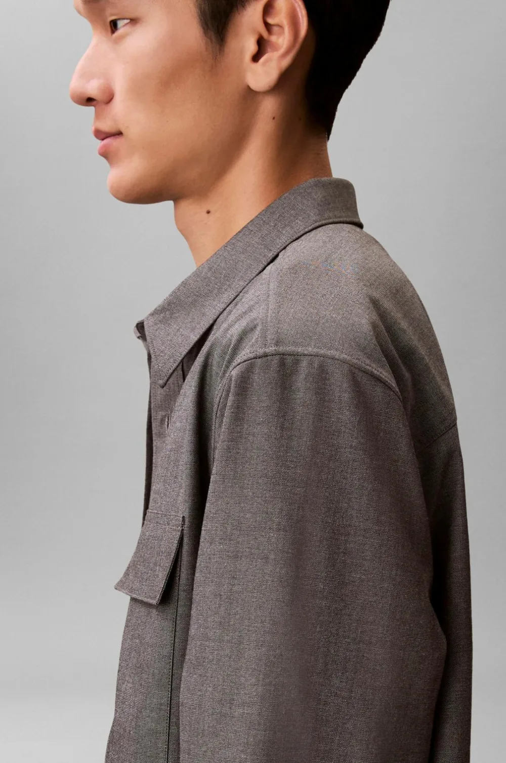 Calvin Klein Skjorte LS Melange PV Easy Shirt Charcoal heather
