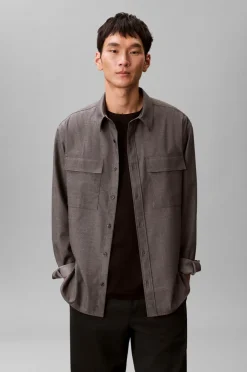 Calvin Klein Skjorte LS Melange PV Easy Shirt Charcoal heather