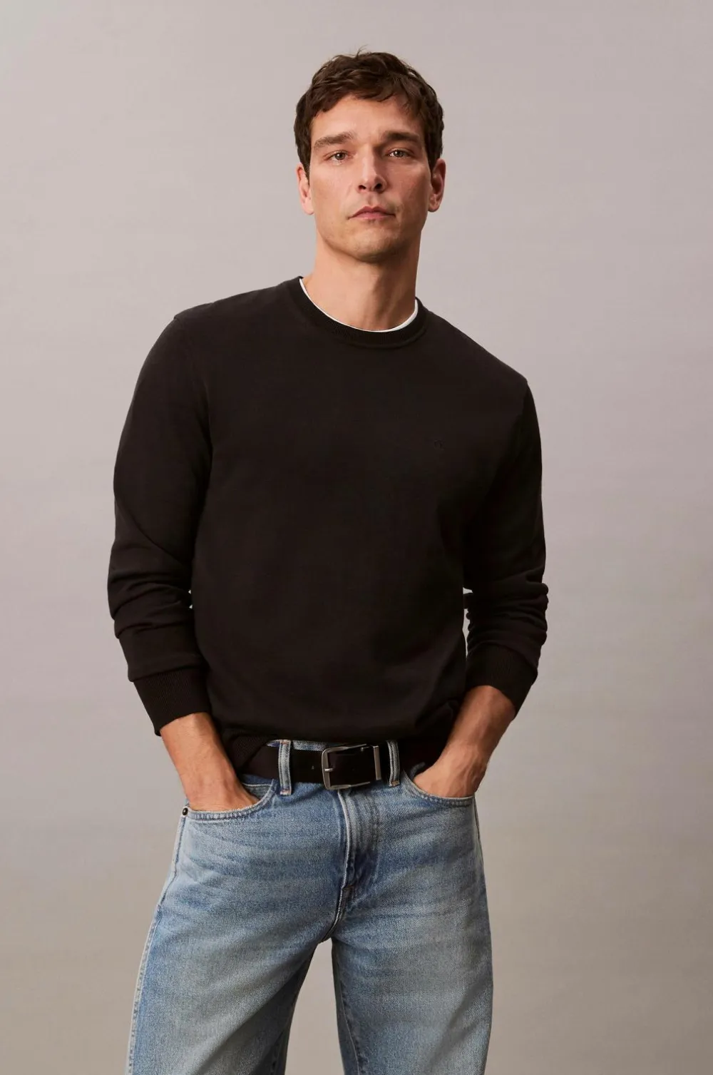 Calvin Klein Trøjer>Trøje LS Supima Cotton Crew 14gg Black