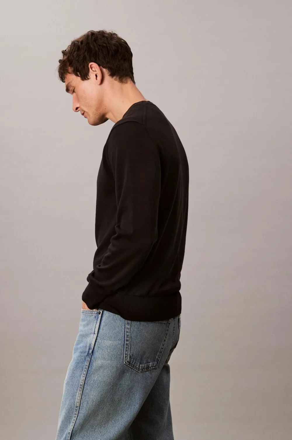 Calvin Klein Trøjer>Trøje LS Supima Cotton Crew 14gg Black