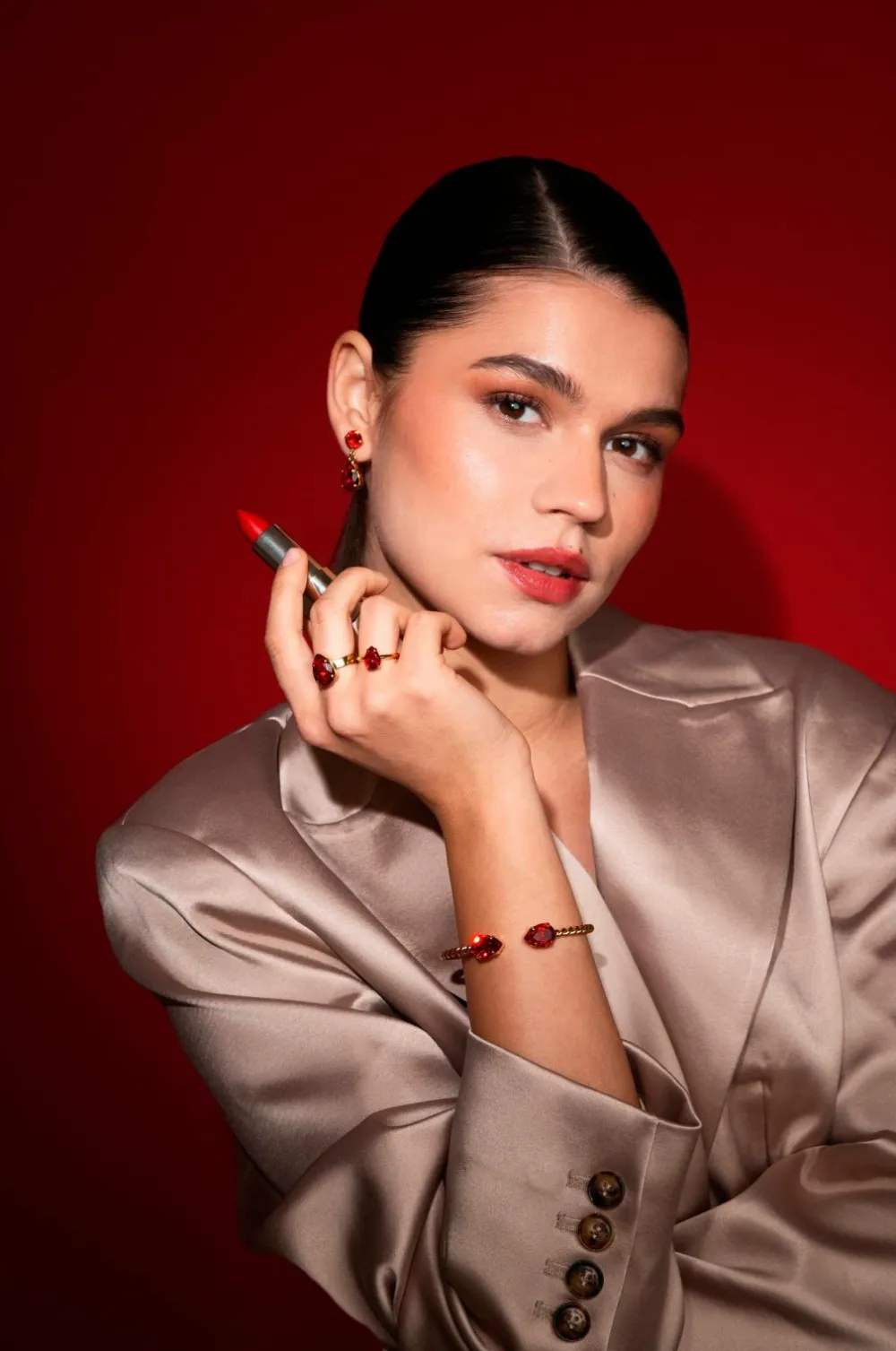 Caroline Svedbom Ring Petite Drop Gold Light siam Clearance