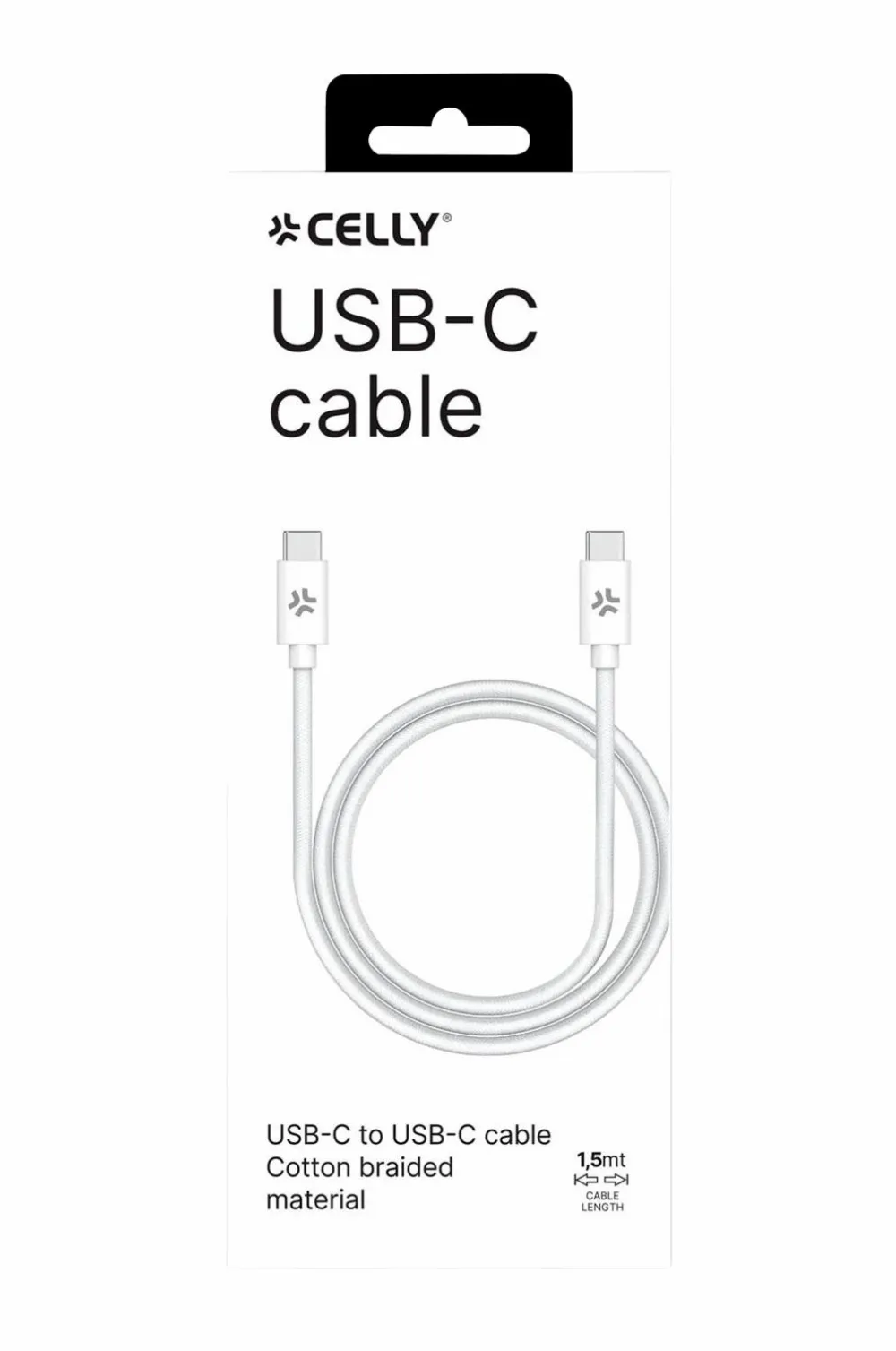 Celly Mobiltelefoner, Tablets & Tilbehør>Kabler USB-C – USB-C 60W 1,5 m No color