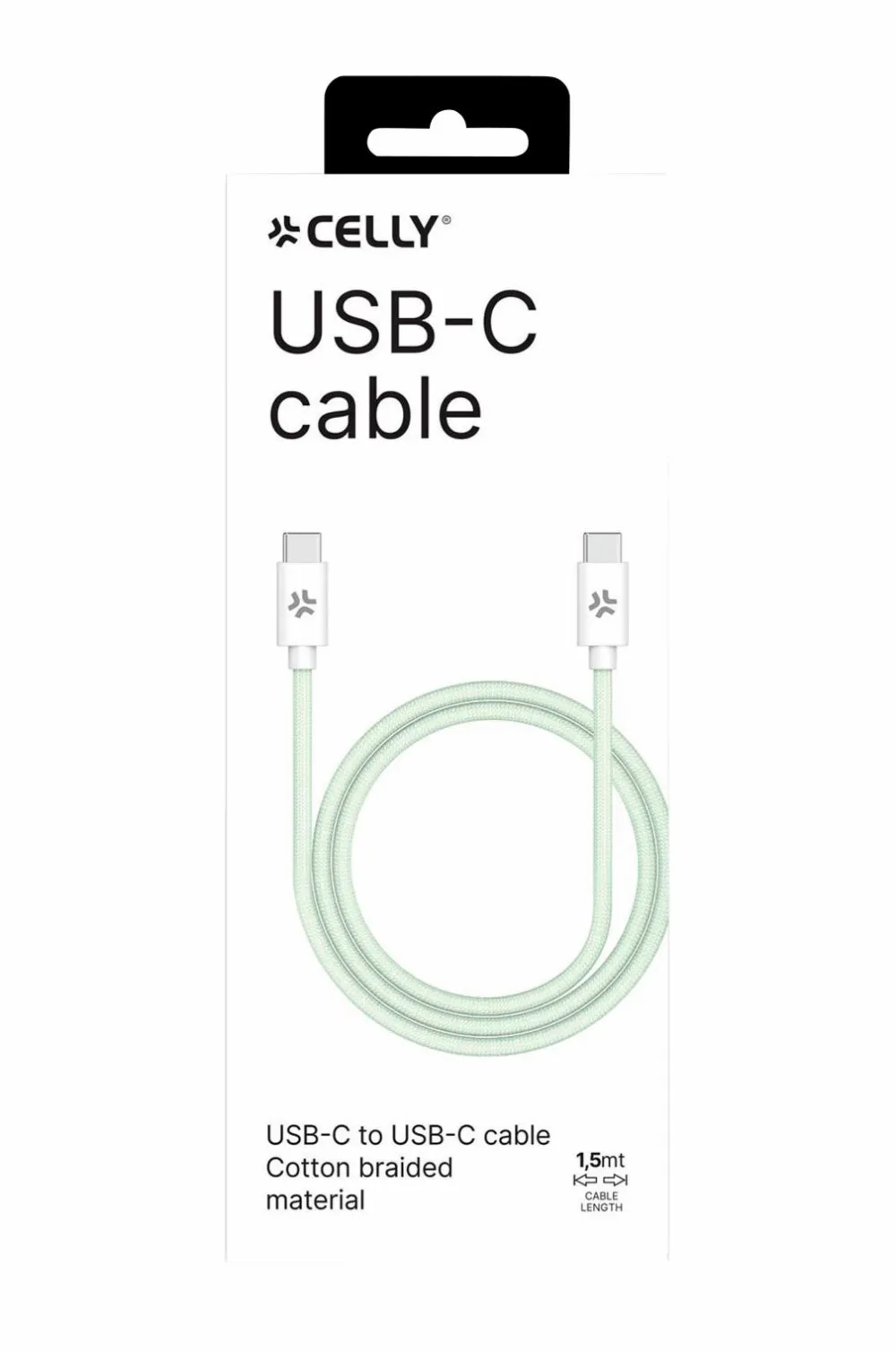 Celly Mobiltelefoner, Tablets & Tilbehør>Kabler USB-C – USB-C 60W 1,5 m No color