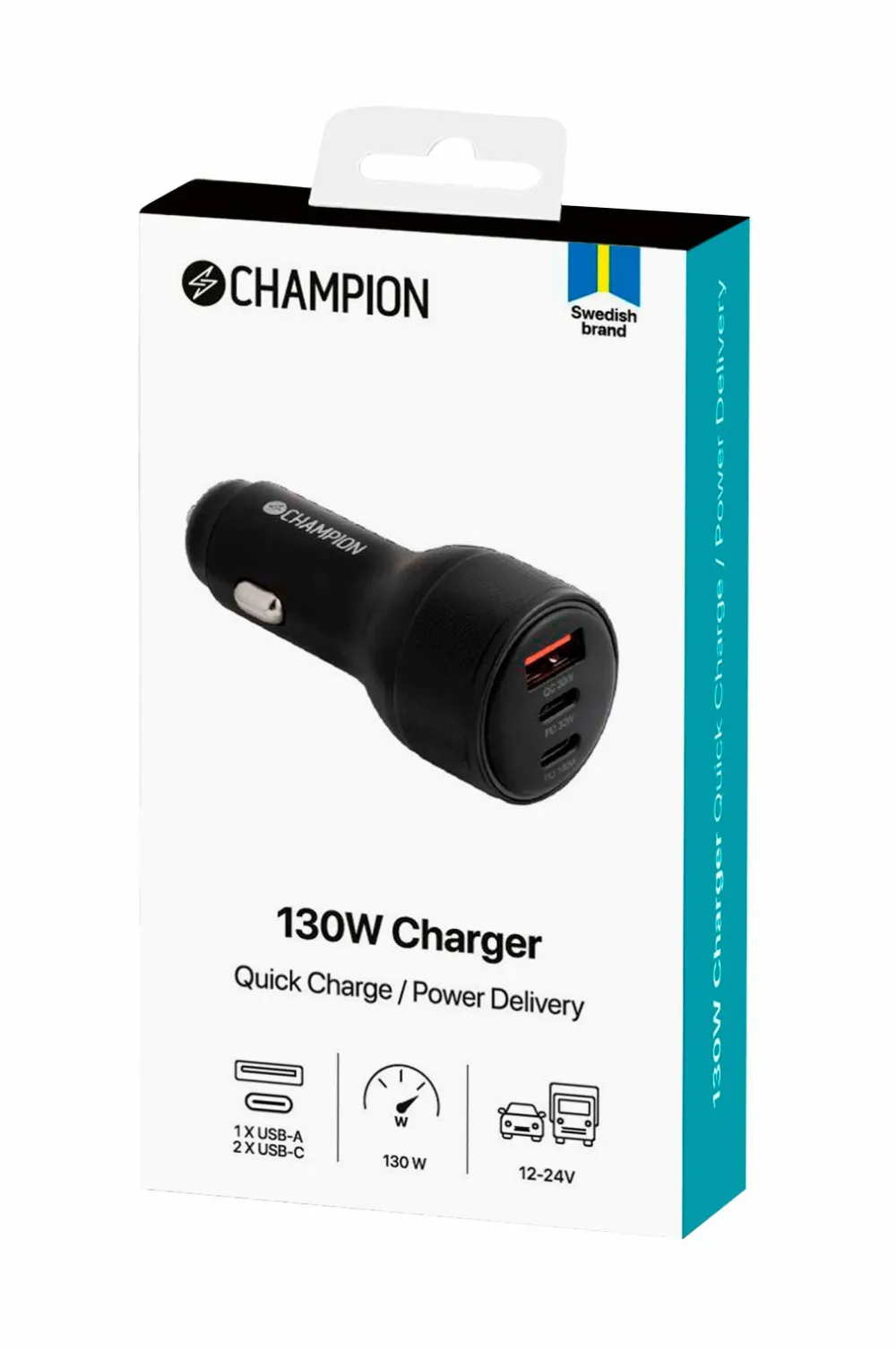 Champion Nordic Mobiltelefoner, Tablets & Tilbehør>Biloplader 30W 3-port QC/PD No color
