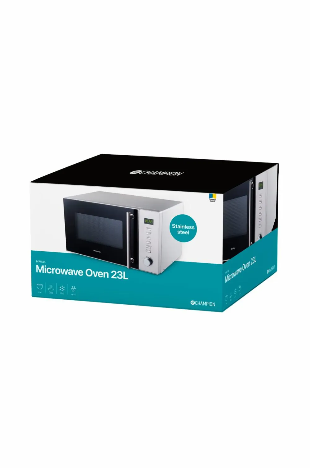 Champion Nordic Mikrobølgeovne>Mikrobølgeovn 23 liter 900W, Rustfri