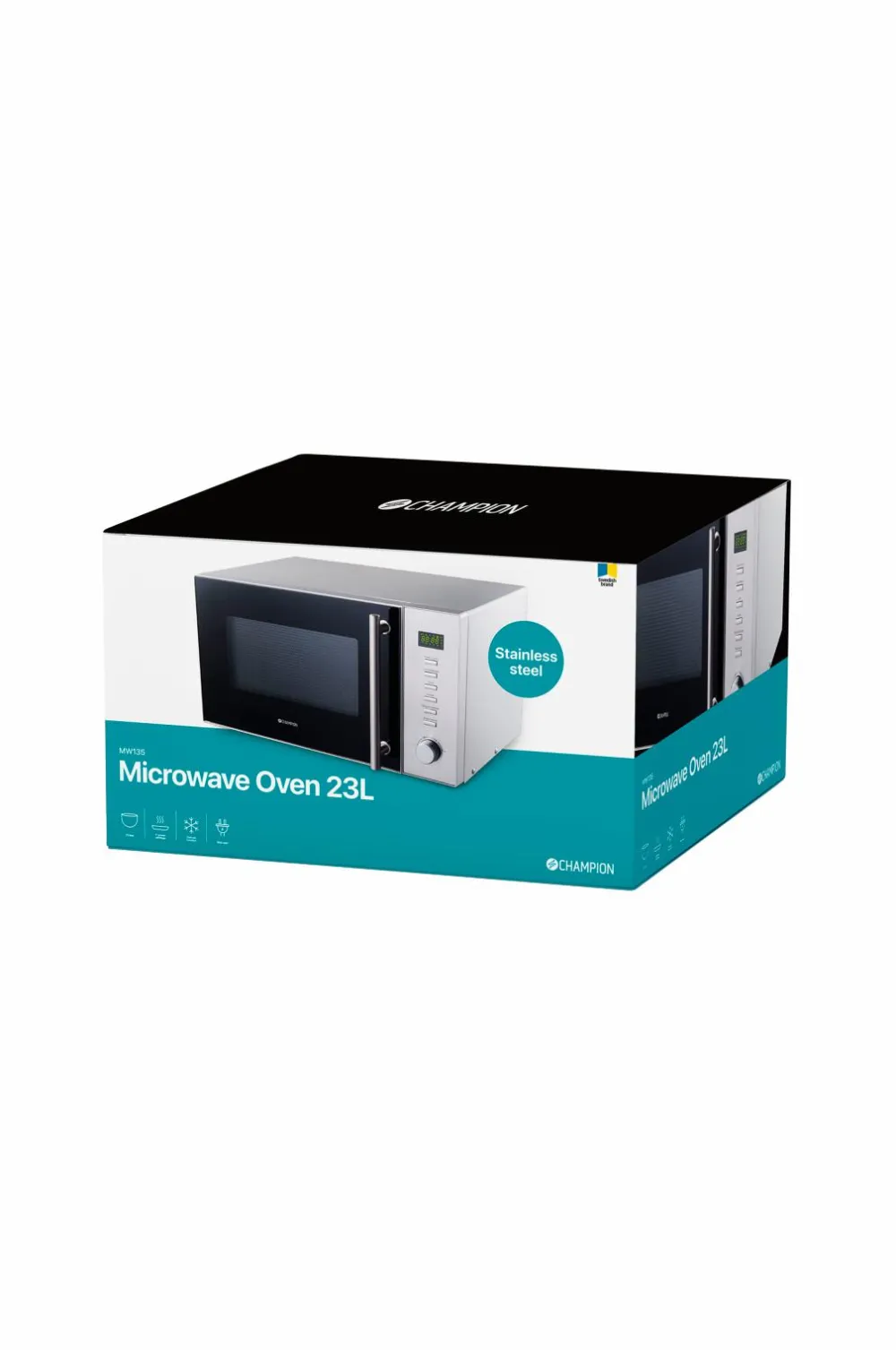 Champion Nordic Mikrobølgeovne>Mikrobølgeovn 23 liter 900W, Rustfri
