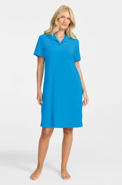Damella Frotté-kjole Stretchterry Dress Turqoise New