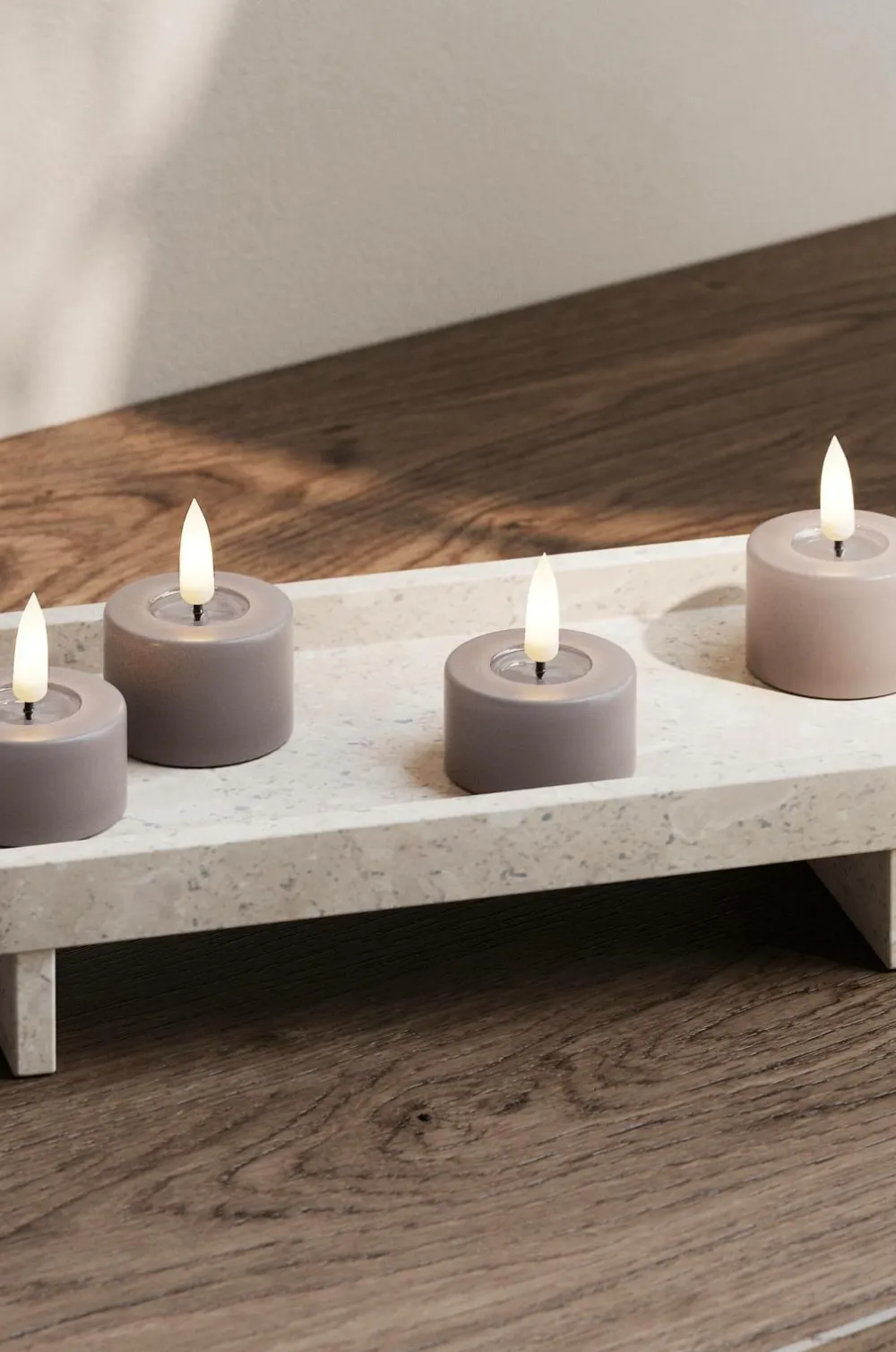DeluxeHomeart Lys & Duft>LED fyrfadslys 4x4,5 cm 2 stk. Mocca