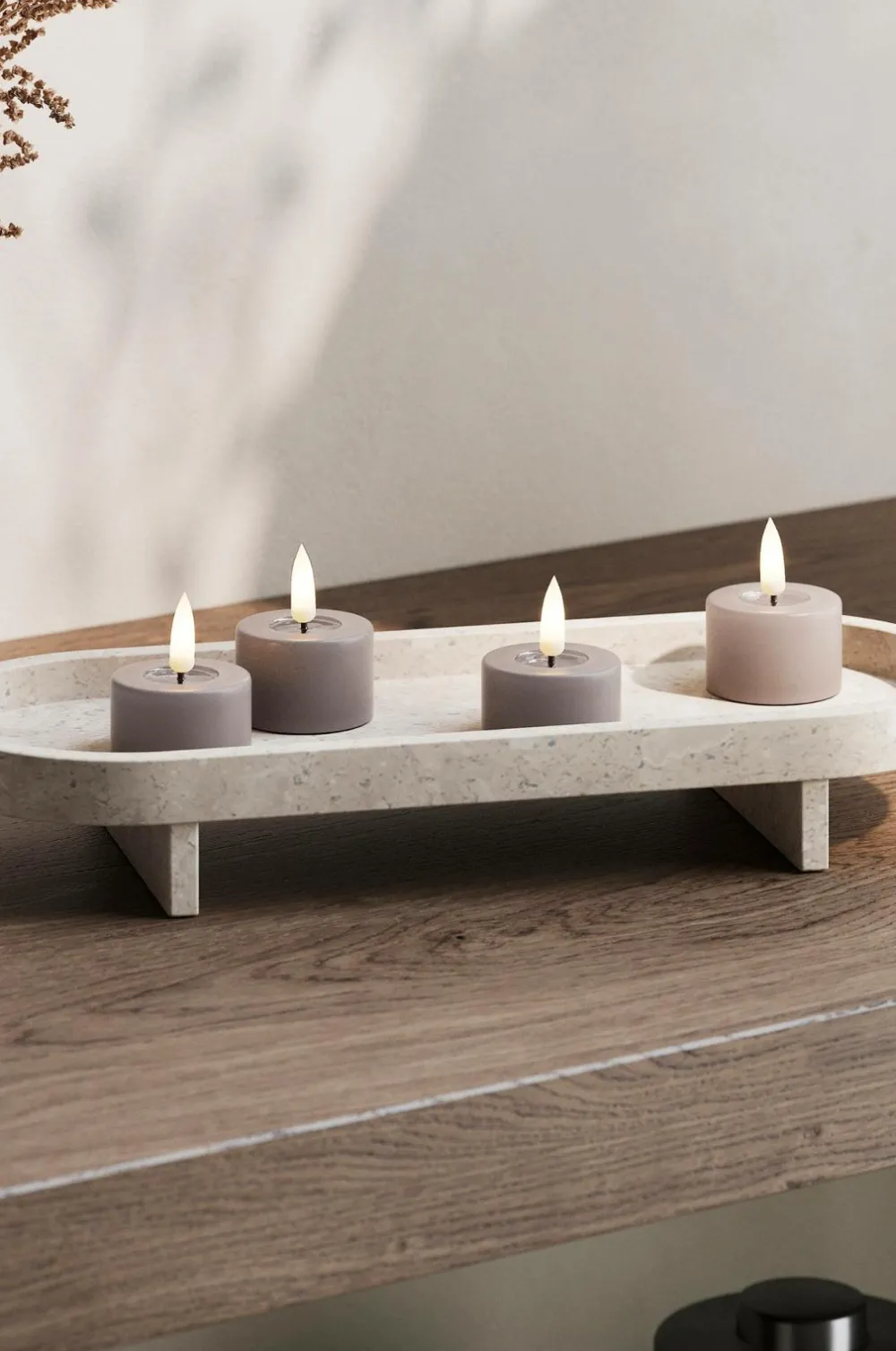DeluxeHomeart Lys & Duft>LED fyrfadslys 4x4,5 cm 2 stk. Mocca