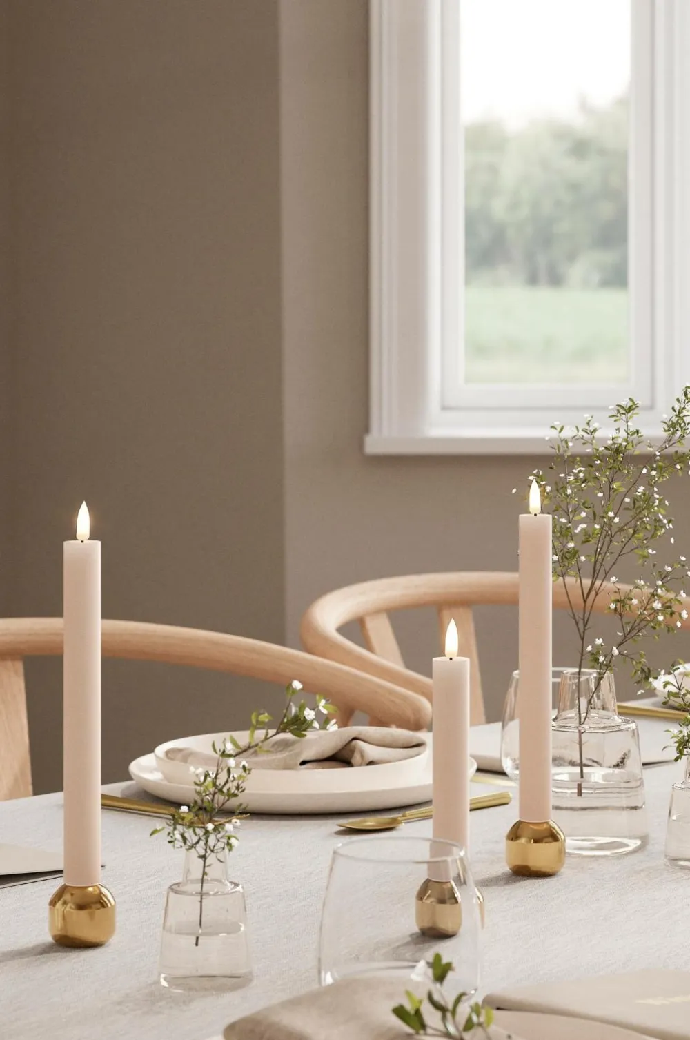 DeluxeHomeart Lys & Duft>LED Keglelys 2,2x15 cm 2 stk. Lyserød