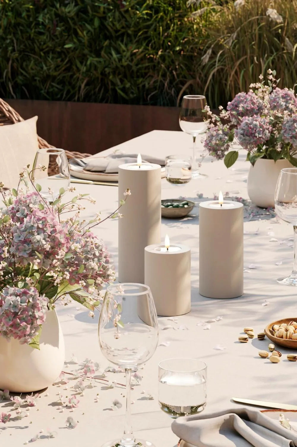 DeluxeHomeart Lys & Duft>LED udendørs bloklys 7,5x15 cm Sand
