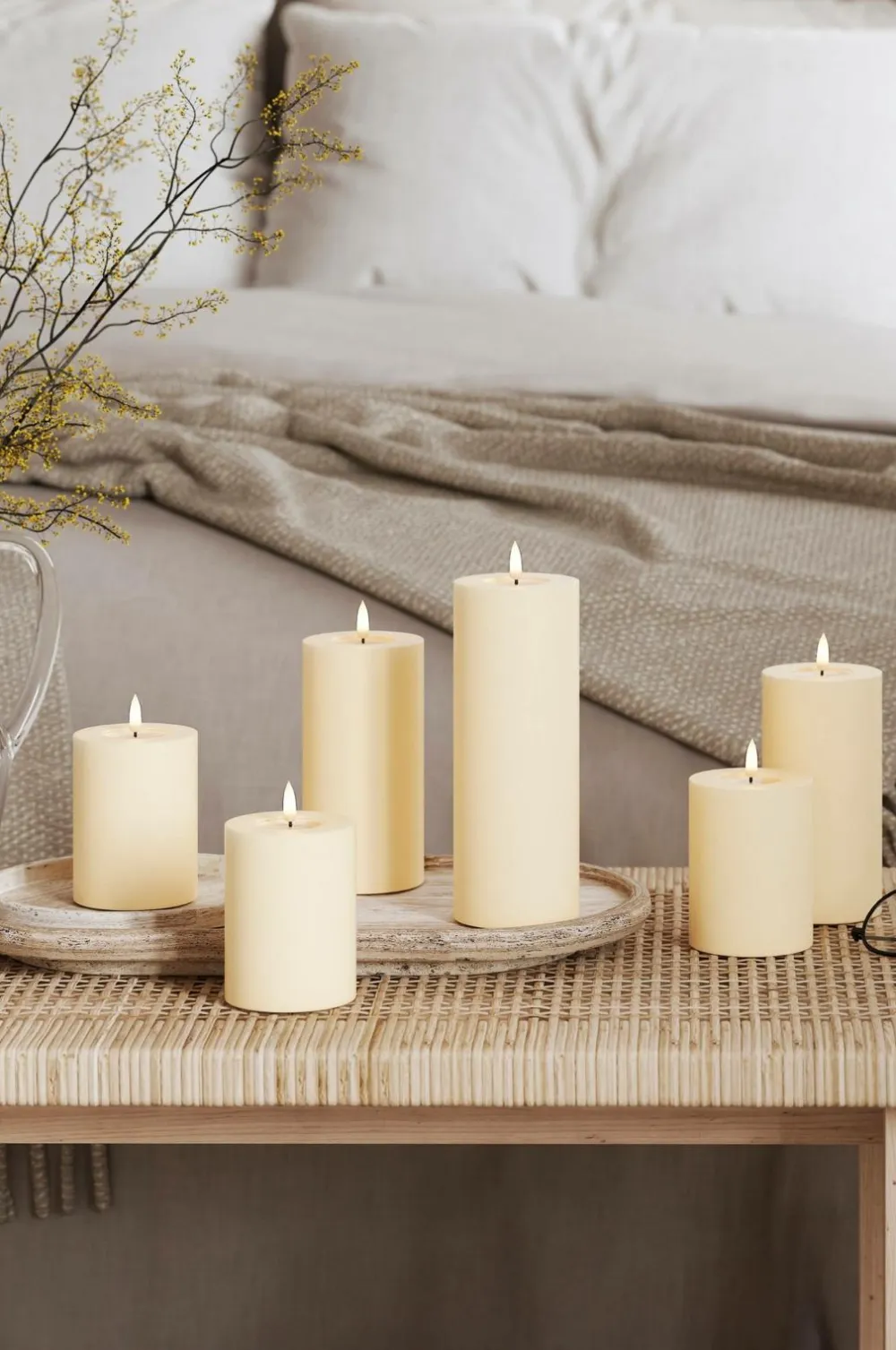 DeluxeHomeart Lys & Duft>LED-søjlelys 7,5x12,5 cm Creme