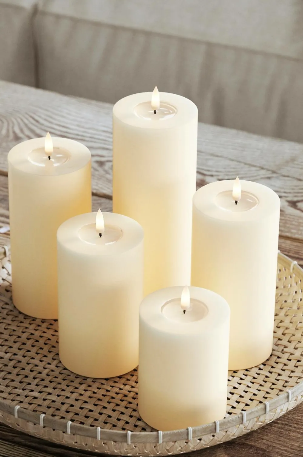 DeluxeHomeart LED-søjlelys 5x12,5 cm Creme Sale