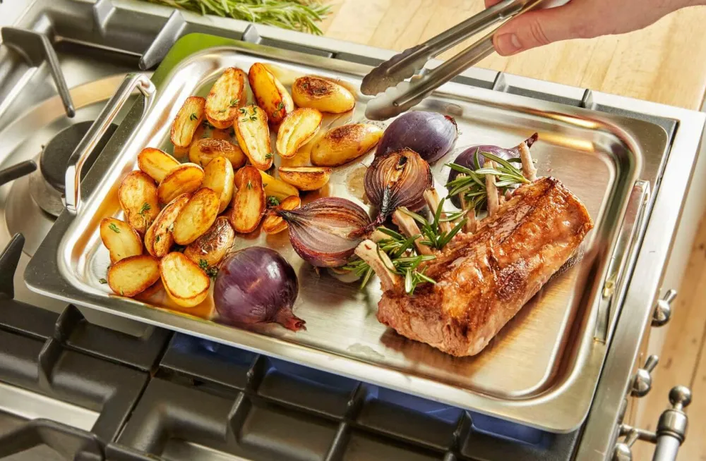 Demeyere Pander & Gryder>Grillplade Teppanyaki 39x27 cm Specialties 5 Nikkelpletteret messing
