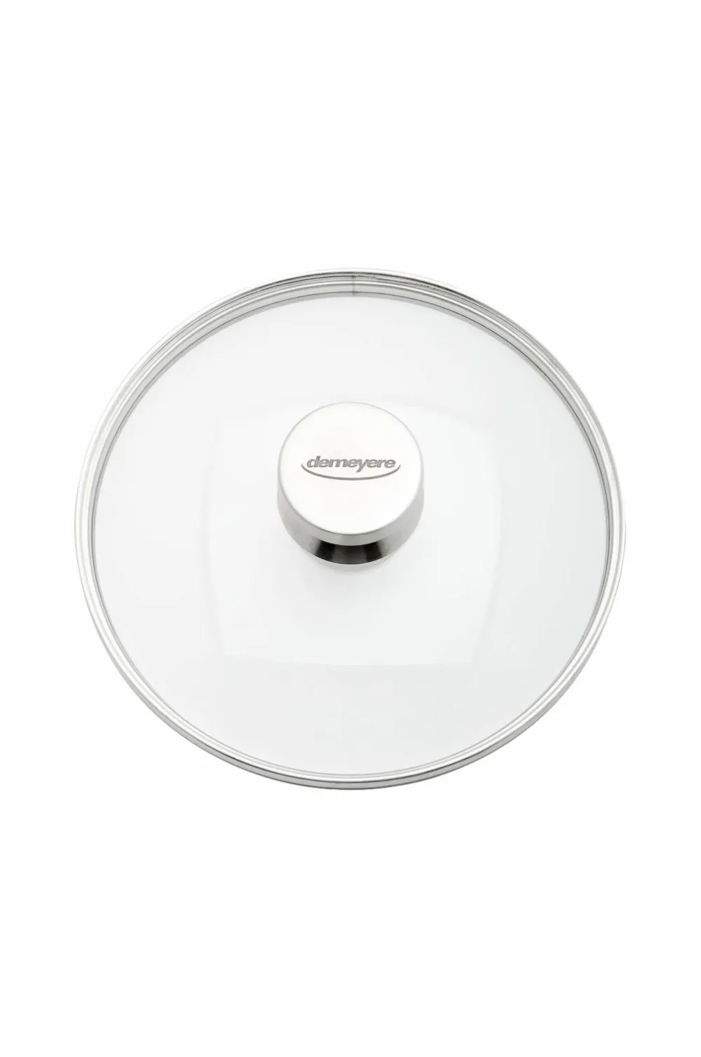 Demeyere Pander & Gryder>Låg 24 cm, glas med stålknop Transparent-sølvfarvet