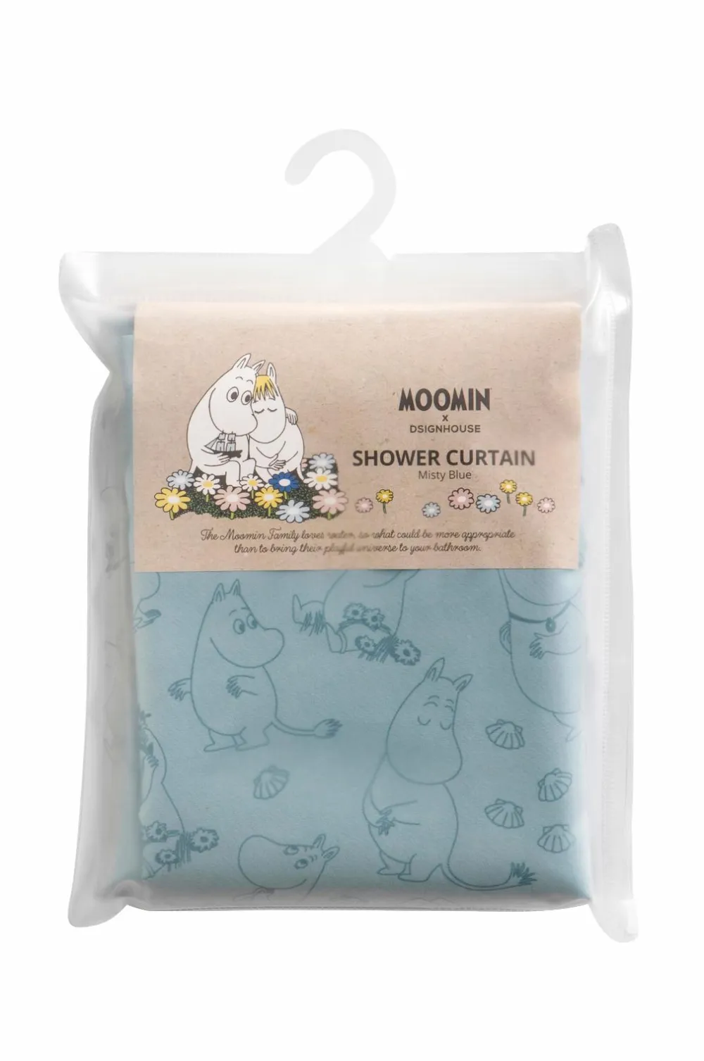 Dsignhouse x Moomin Badeværelsestilbehør>Bruseforhæng Mumin 180x200 cm Tågeblå