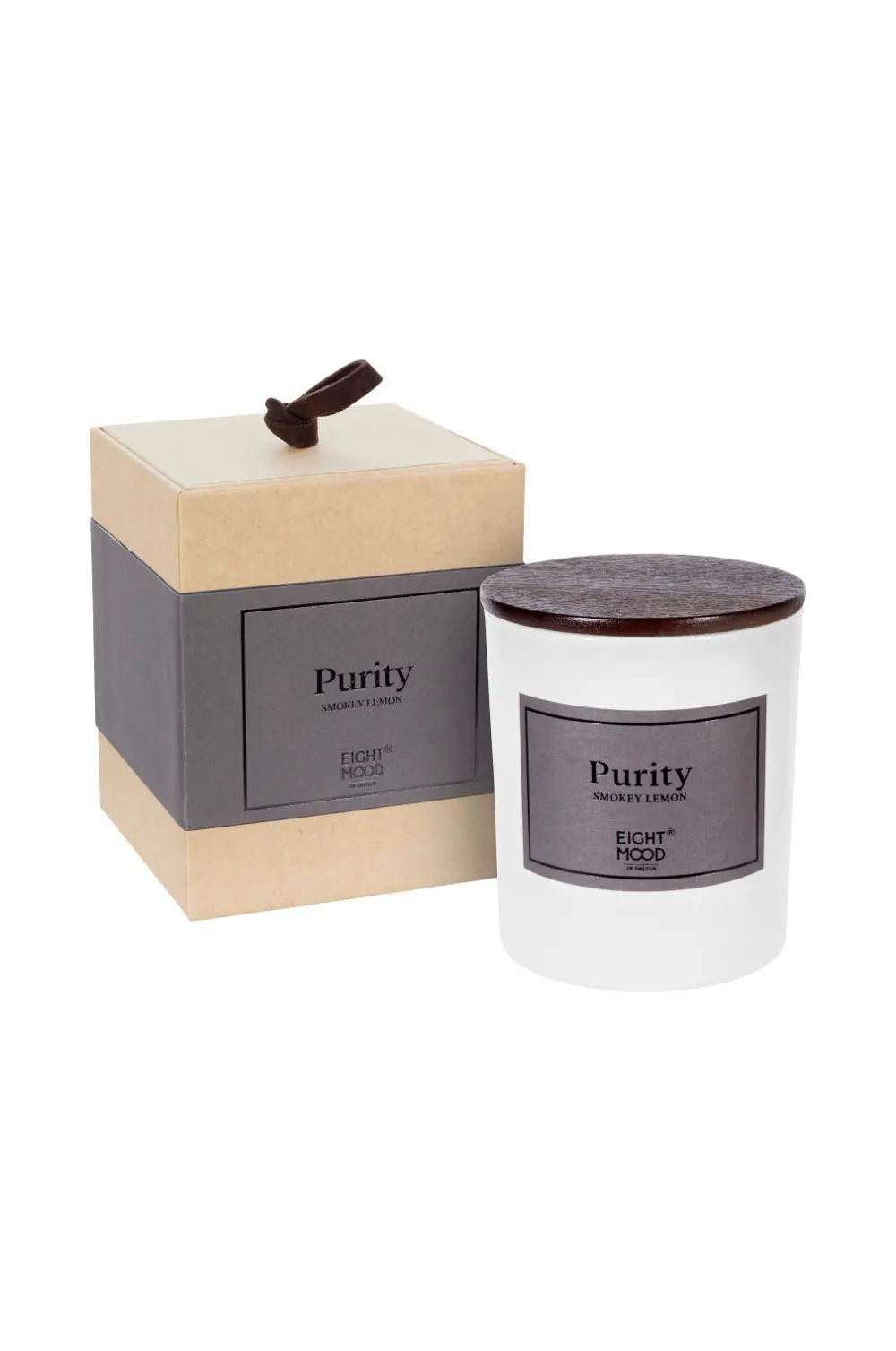 Eightmood Rumduft>Duftlys, Purity Smokey lemon Sort/brun/hvid
