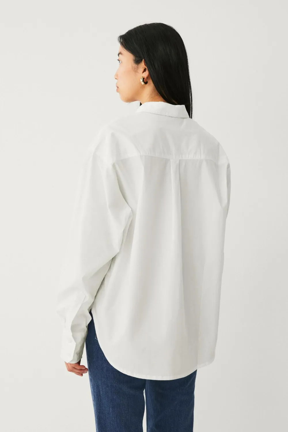 Ellos Skjorter & Bluser>Collection Afslappet skjorte i bomuldspoplin hvid