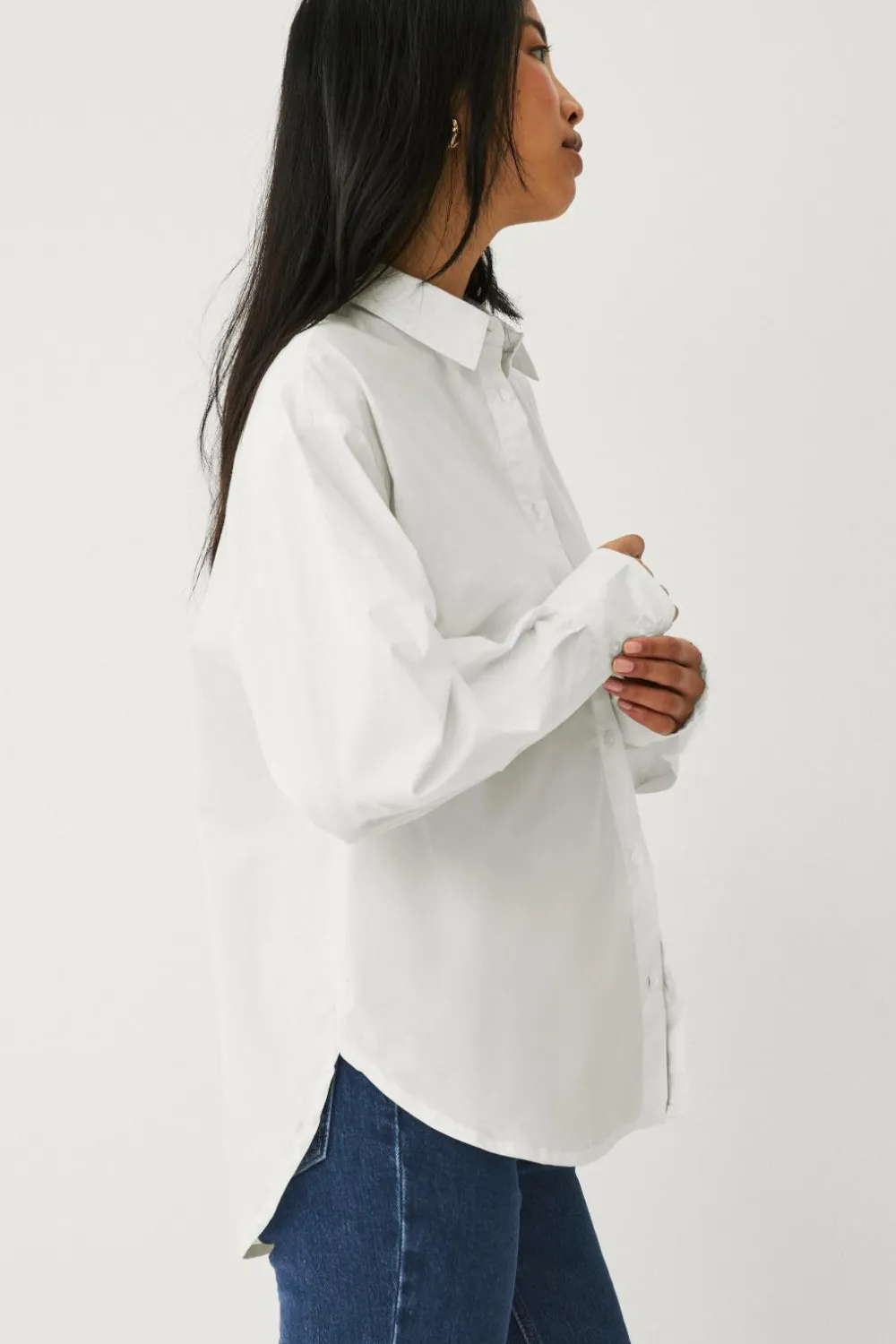 Ellos Skjorter & Bluser>Collection Afslappet skjorte i bomuldspoplin hvid