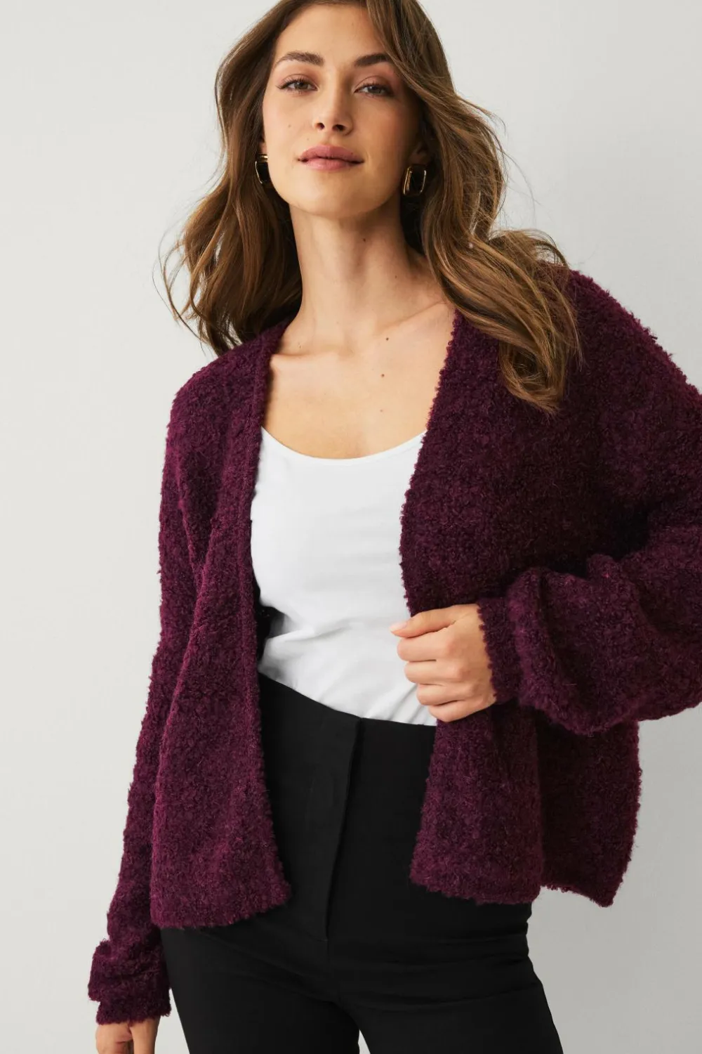 Ellos Trøjer & Cardigans>Collection Åben cardigan Vinrød