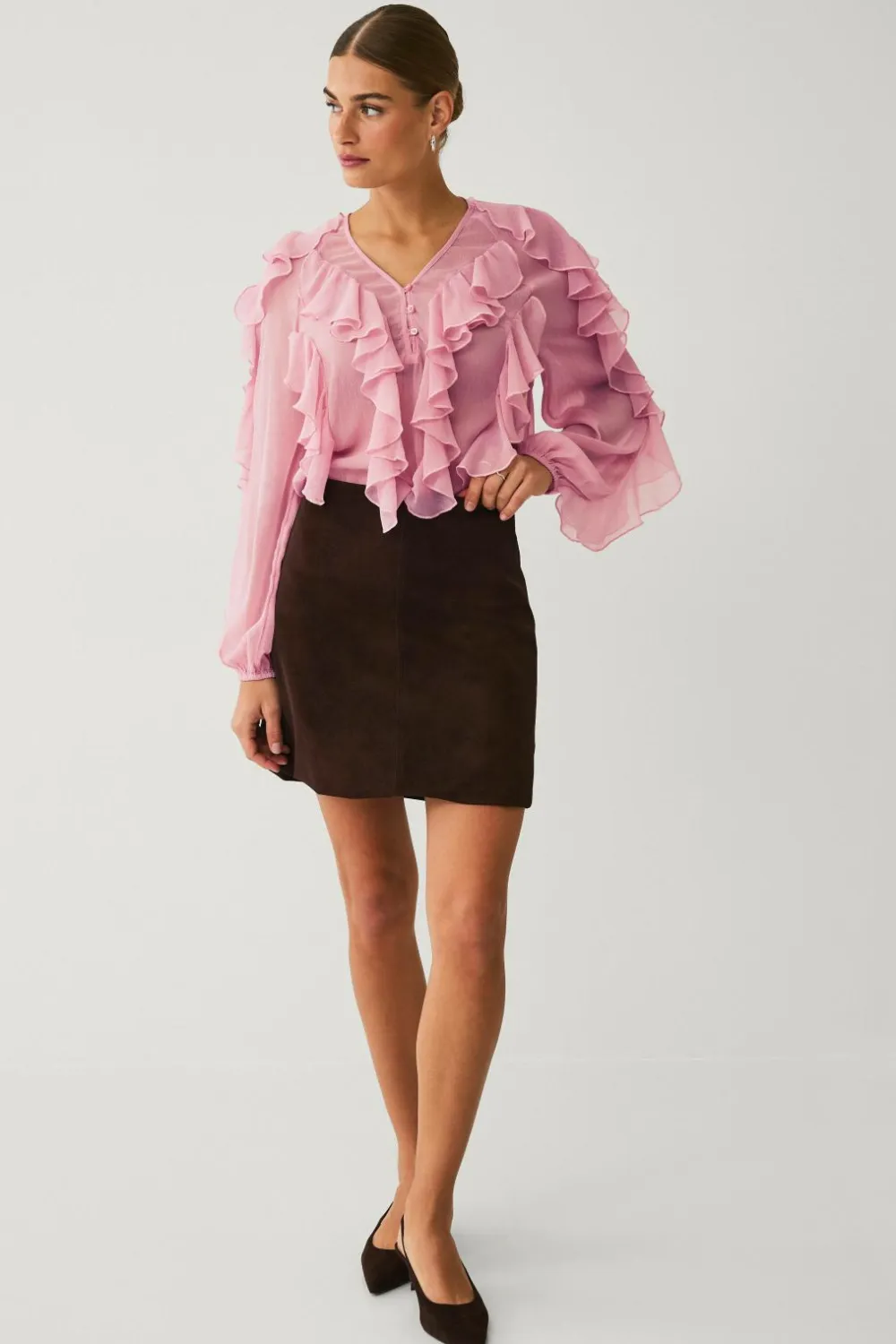 Ellos Skjorter & Bluser>Collection Bluse med volanter rosa