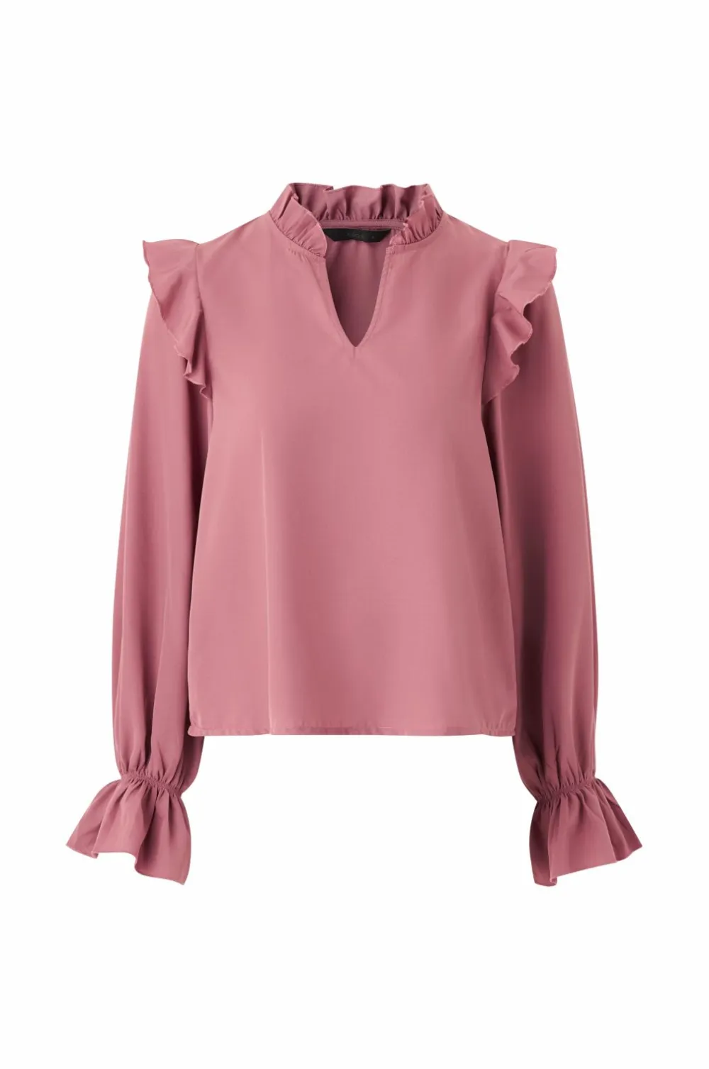 Ellos Collection Bluse med volanter rosa Hot