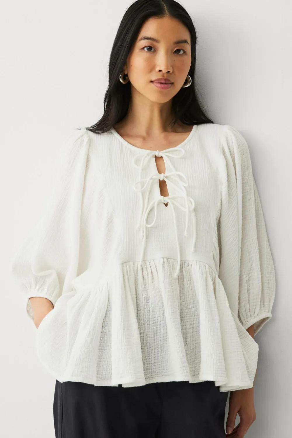 Ellos Skjorter & Bluser>Collection Bluse i musselin Hvid