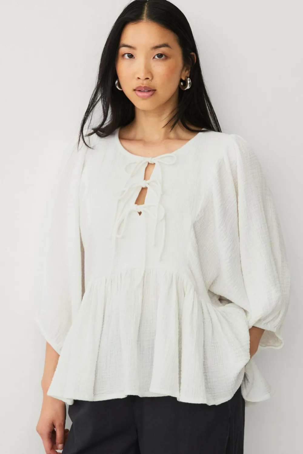 Ellos Skjorter & Bluser>Collection Bluse i musselin Hvid