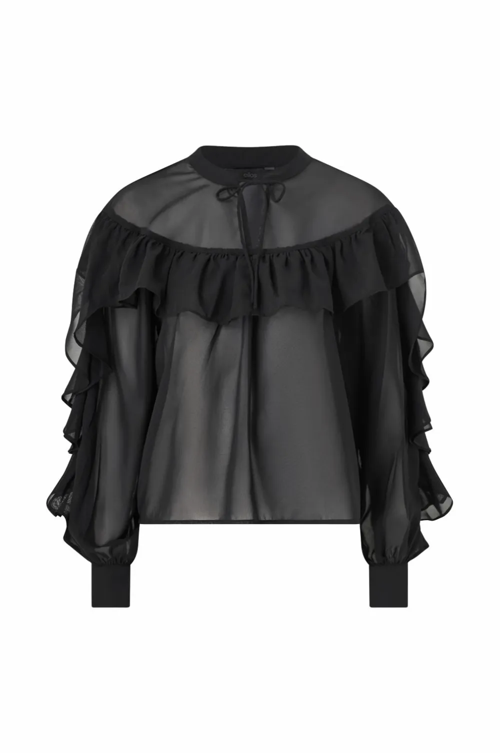 Ellos Skjorter & Bluser>Collection Bluse med volanter sort