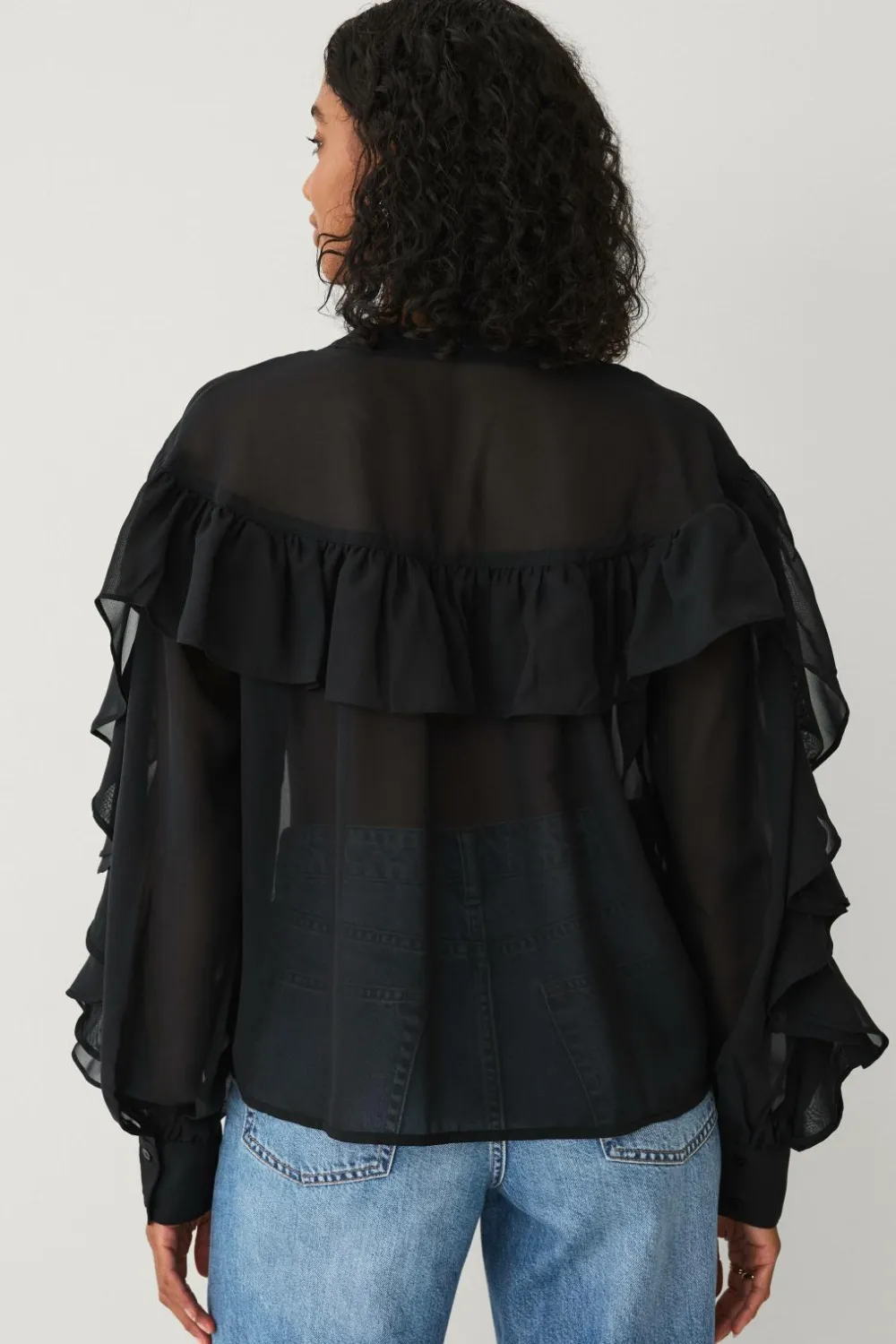 Ellos Skjorter & Bluser>Collection Bluse med volanter sort