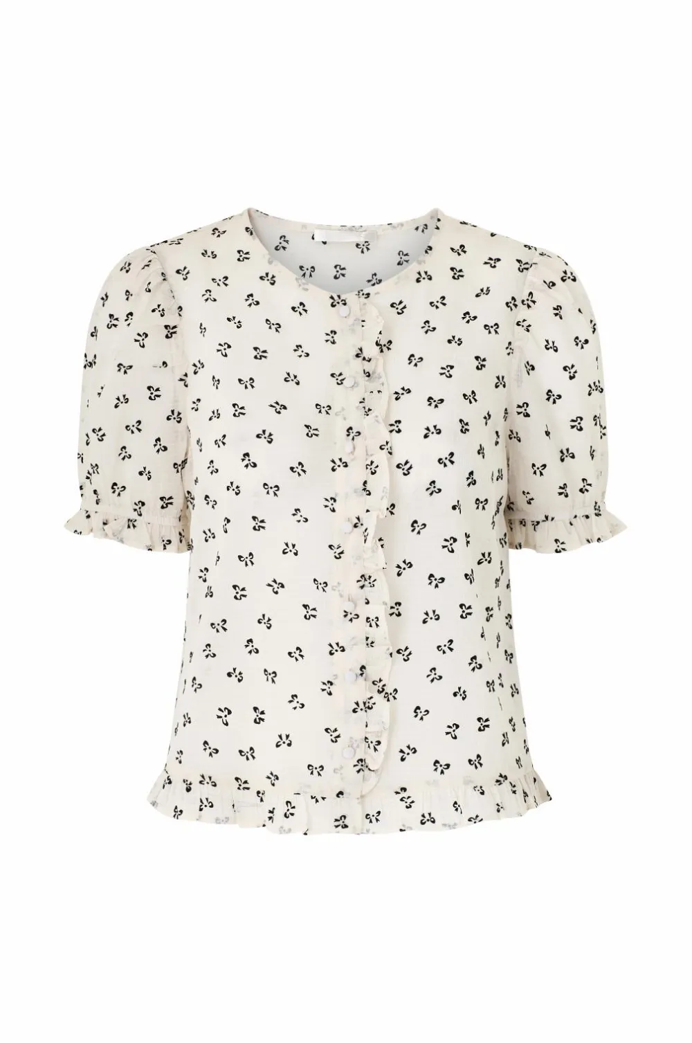 Ellos Collection Bluse med volanter cremehvid aop Best