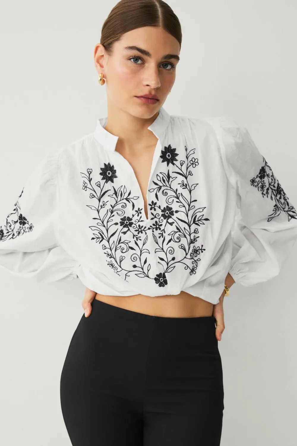 Ellos Collection Bluse med ballonærmer Hvid New
