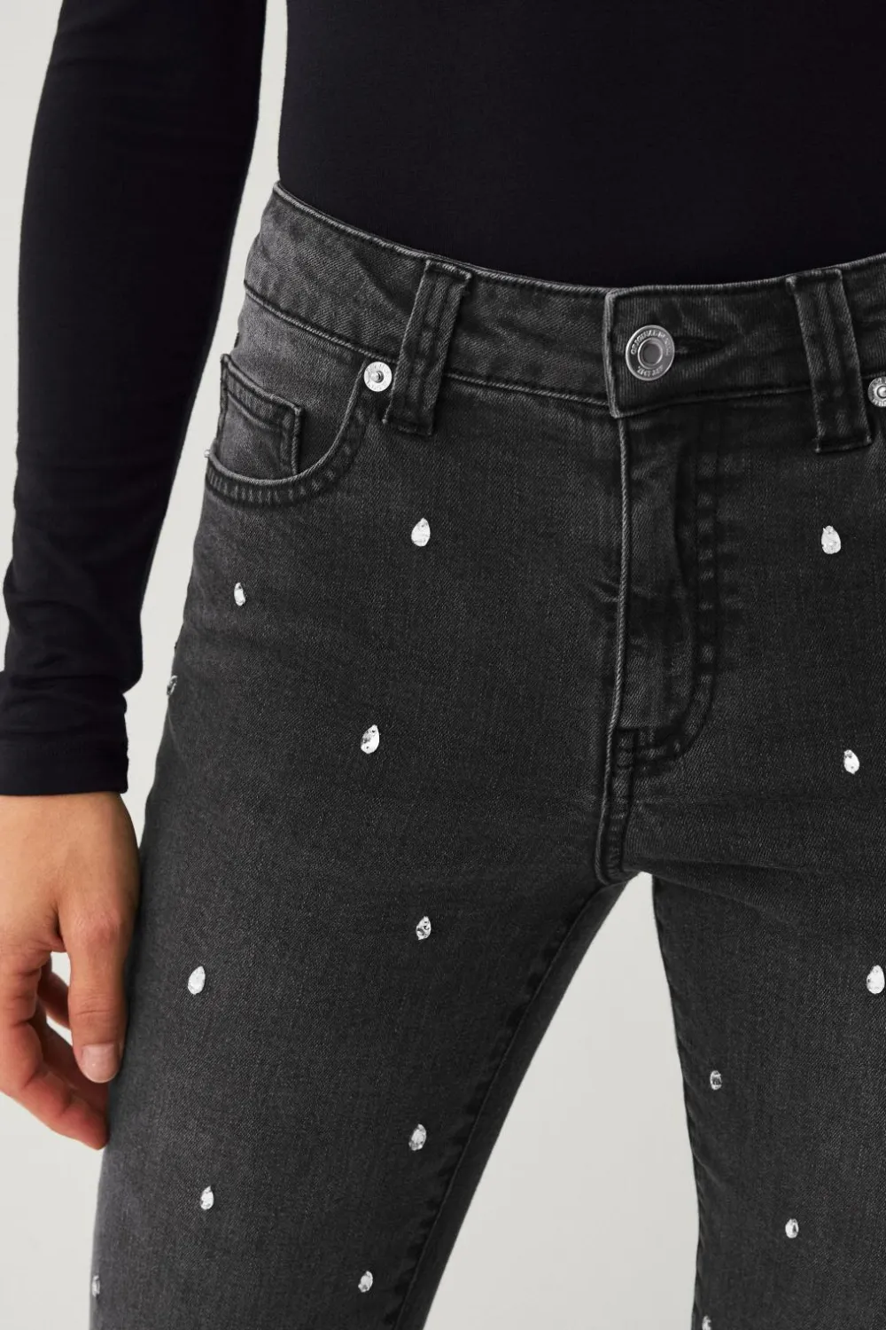 Ellos Jeans>Collection Bootcut jeans med rhinstene Grå