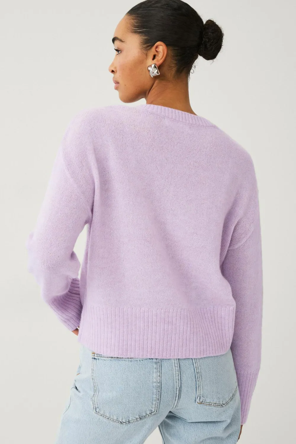 Ellos Trøjer & Cardigans>Collection Bred, v-halset trøje Lilla