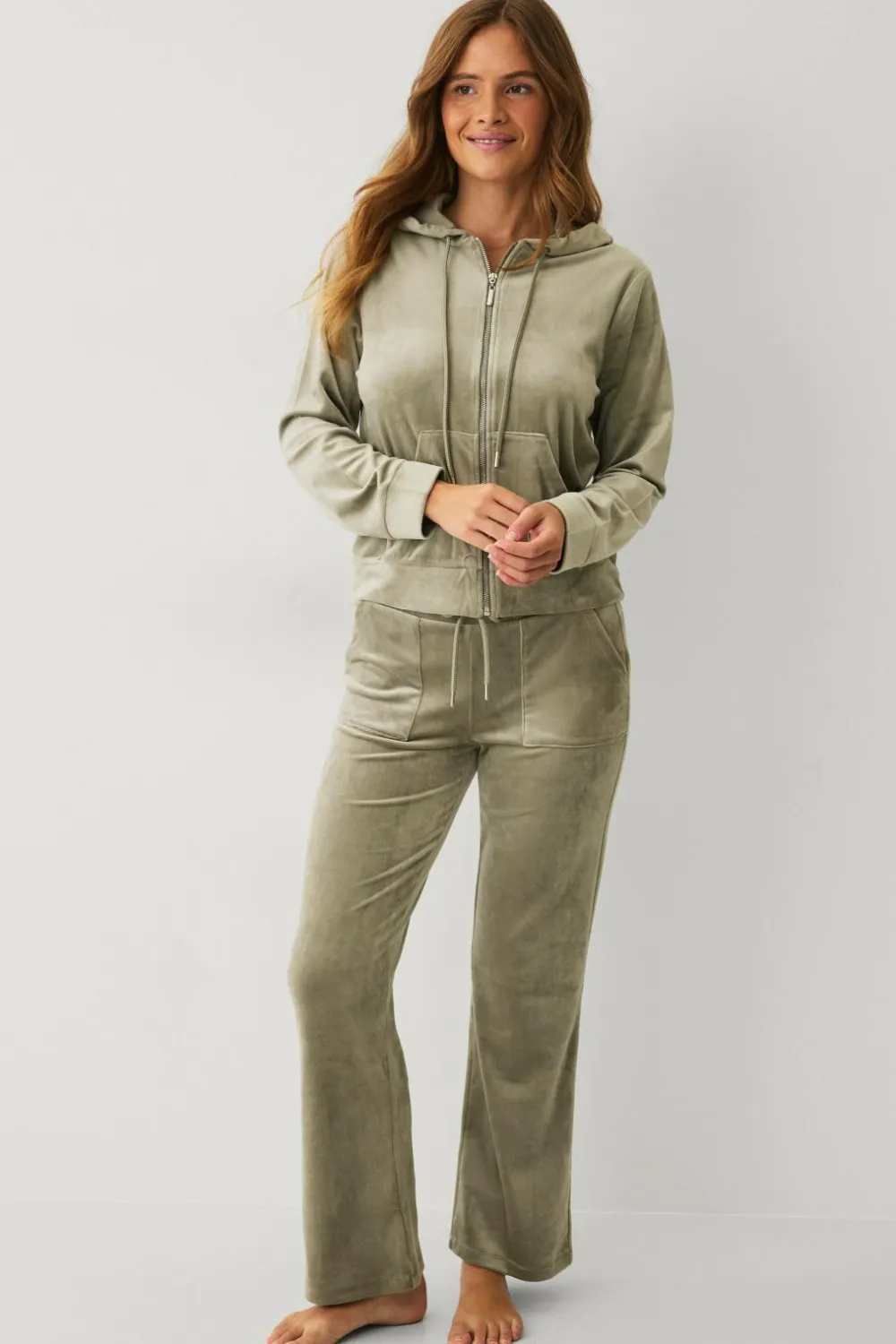 Ellos Loungewear & Homewear|Bukser>Collection Bukser i velour Grøn farve