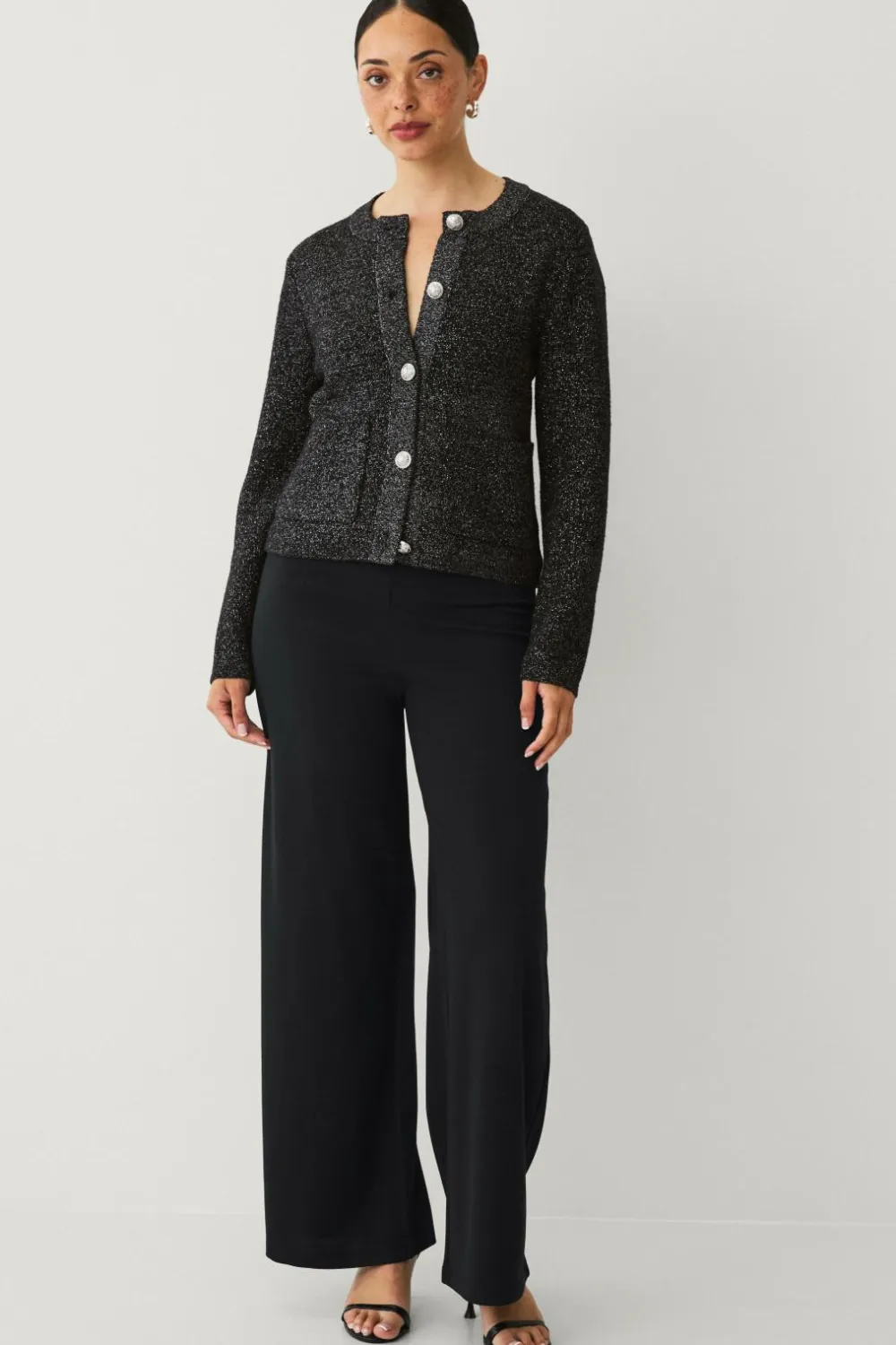 Ellos Collection Cardigan med guldfarvede knapper Sort/sølv Clearance