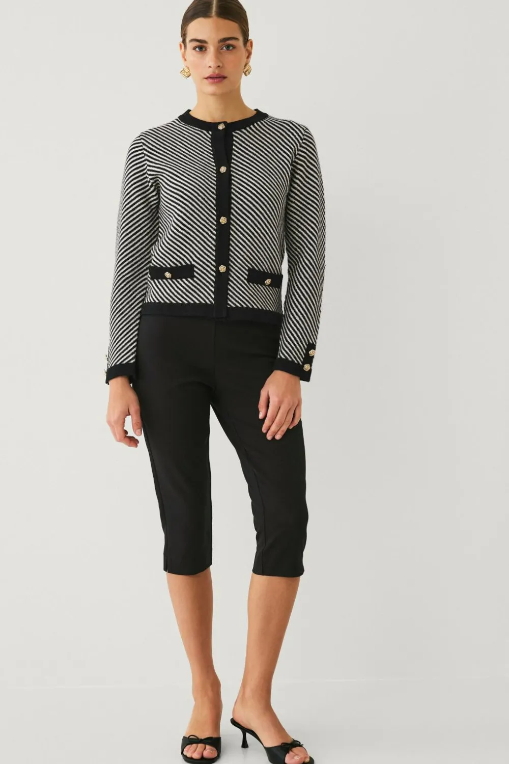 Ellos Trøjer & Cardigans>Collection Cardigan med striber Sort